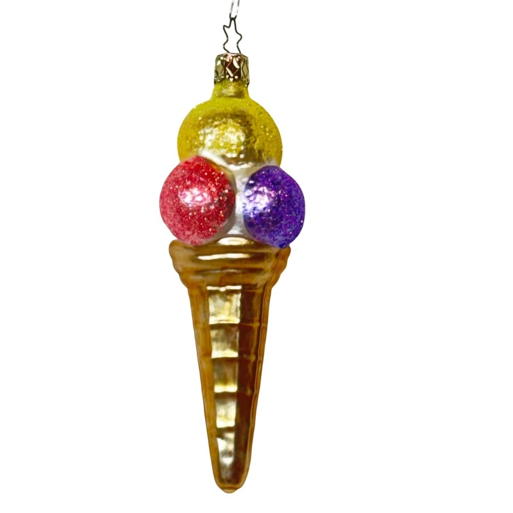 Inge Glas 5"‎ Ice Cream Christmas Tree Ornament Cone Ornament